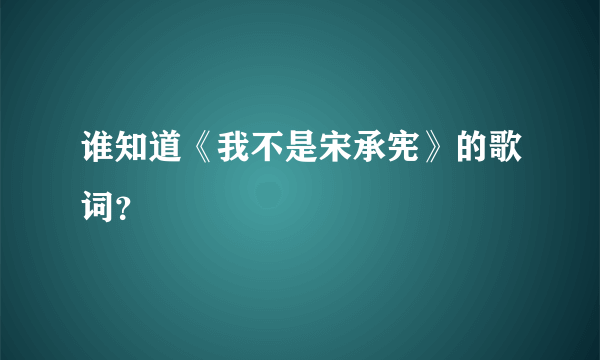 谁知道《我不是宋承宪》的歌词？