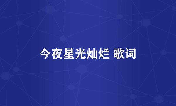 今夜星光灿烂 歌词