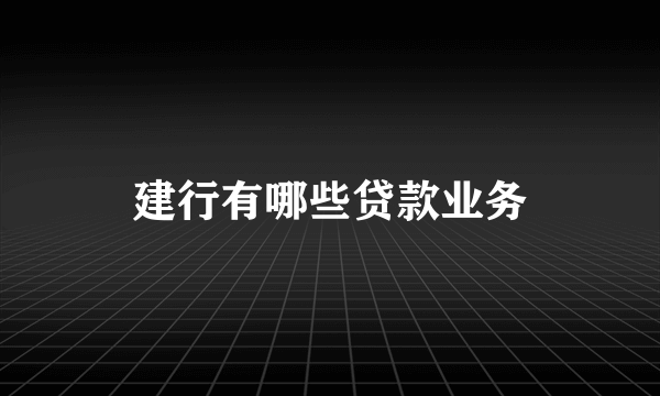 建行有哪些贷款业务