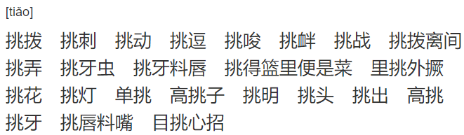 挑可以组什么词