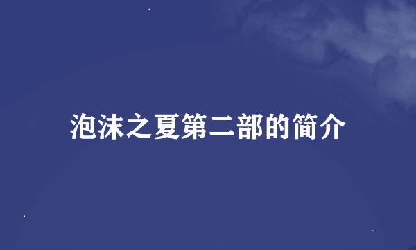 泡沫之夏第二部的简介