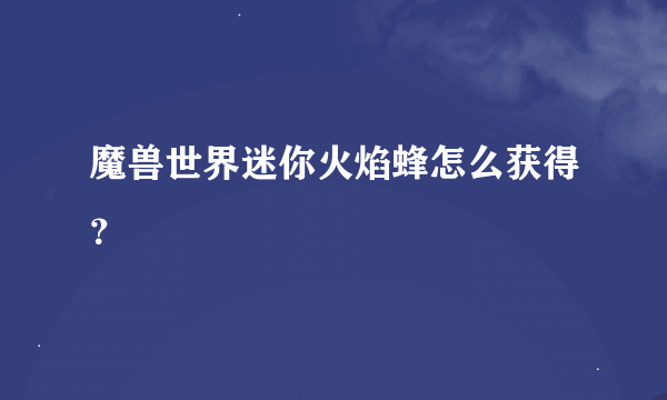 魔兽世界迷你火焰蜂怎么获得？