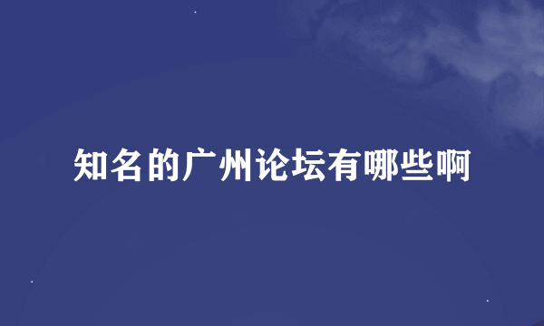 知名的广州论坛有哪些啊