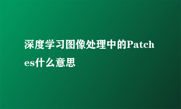 深度学习图像处理中的Patches什么意思