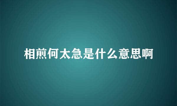 相煎何太急是什么意思啊