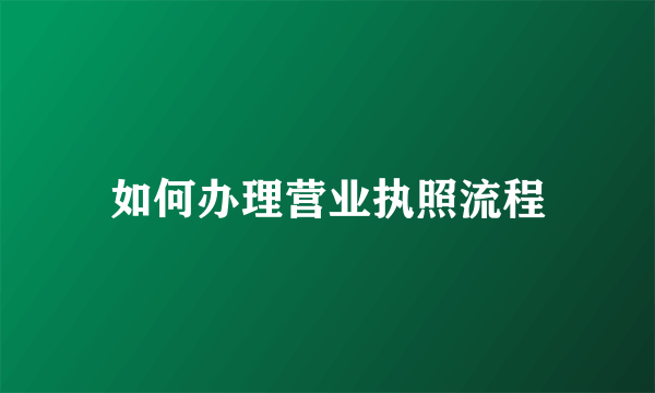 如何办理营业执照流程