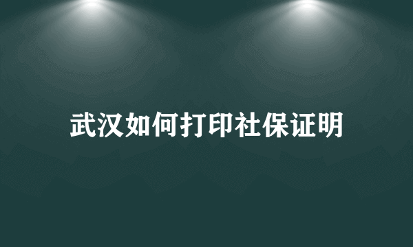 武汉如何打印社保证明