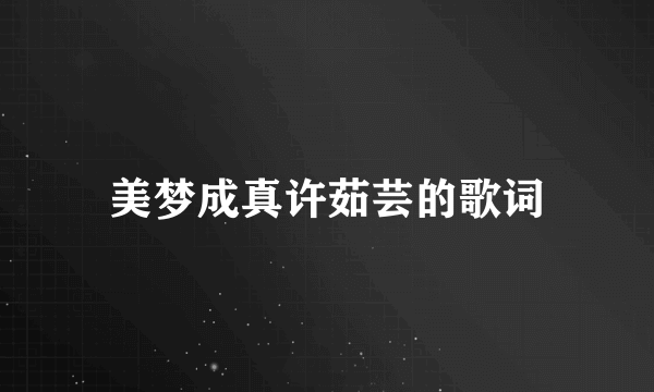 美梦成真许茹芸的歌词