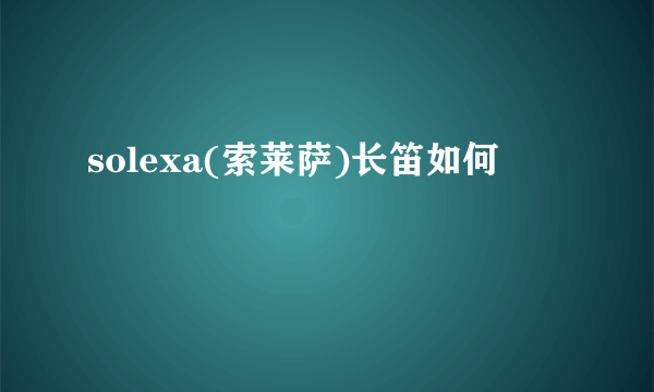 solexa(索莱萨)长笛如何