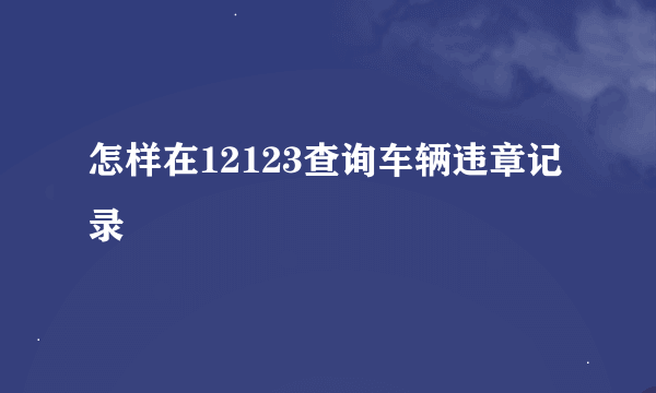 怎样在12123查询车辆违章记录