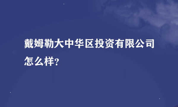 戴姆勒大中华区投资有限公司怎么样？