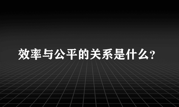 效率与公平的关系是什么？