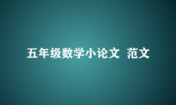五年级数学小论文  范文