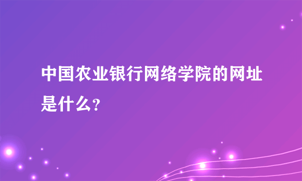 中国农业银行网络学院的网址是什么？