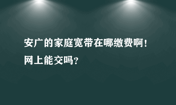 安广的家庭宽带在哪缴费啊！网上能交吗？