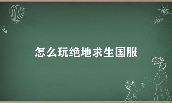 怎么玩绝地求生国服
