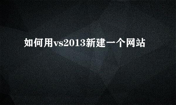 如何用vs2013新建一个网站