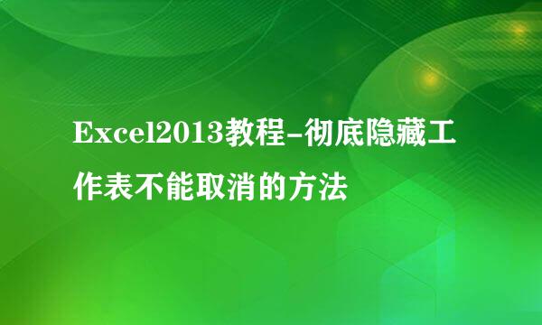 Excel2013教程-彻底隐藏工作表不能取消的方法