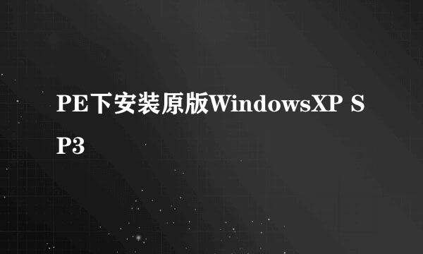 PE下安装原版WindowsXP SP3