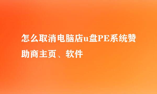 怎么取消电脑店u盘PE系统赞助商主页、软件