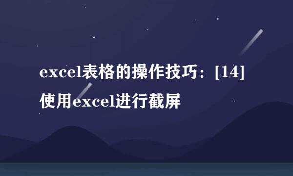 excel表格的操作技巧：[14]使用excel进行截屏