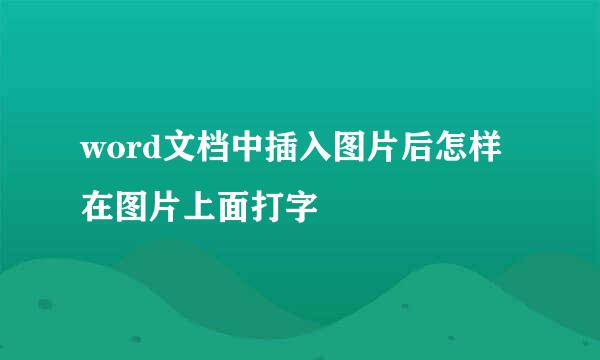 word文档中插入图片后怎样在图片上面打字