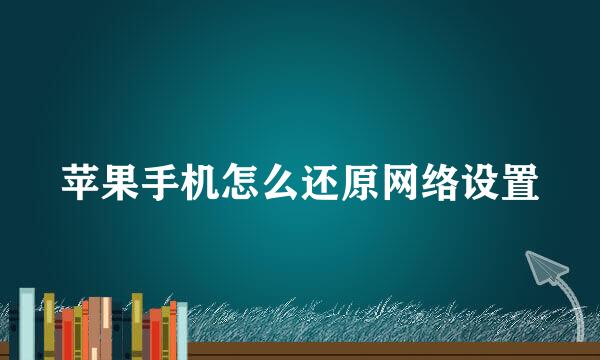 苹果手机怎么还原网络设置