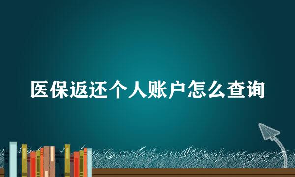 医保返还个人账户怎么查询