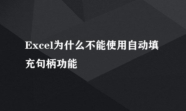Excel为什么不能使用自动填充句柄功能
