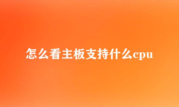 怎么看主板支持什么cpu