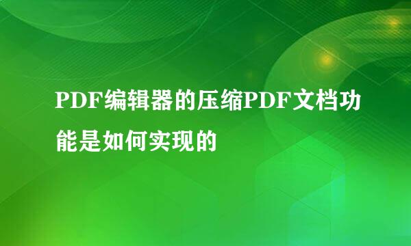 PDF编辑器的压缩PDF文档功能是如何实现的