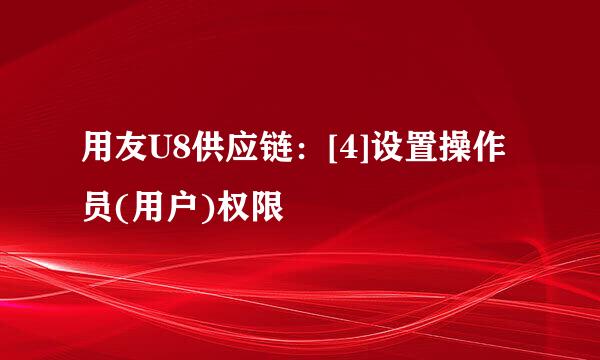 用友U8供应链：[4]设置操作员(用户)权限