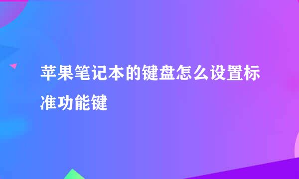 苹果笔记本的键盘怎么设置标准功能键