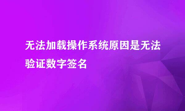 无法加载操作系统原因是无法验证数字签名