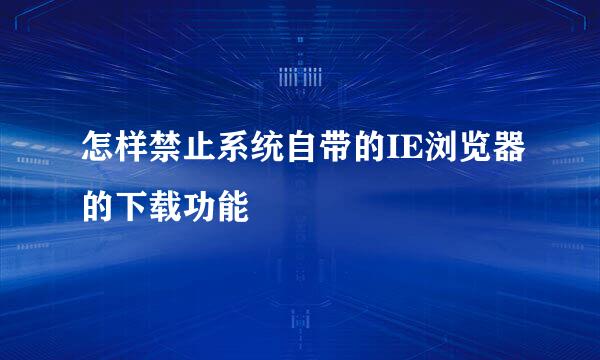 怎样禁止系统自带的IE浏览器的下载功能
