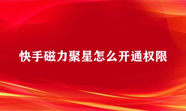 快手磁力聚星怎么开通权限