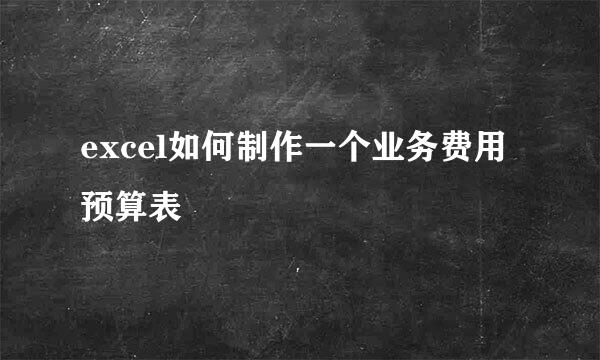 excel如何制作一个业务费用预算表