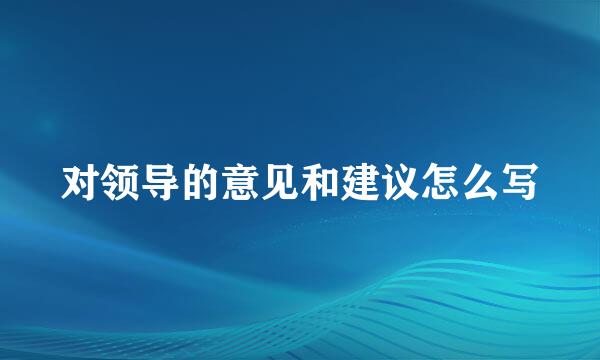 对领导的意见和建议怎么写