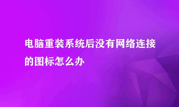 电脑重装系统后没有网络连接的图标怎么办