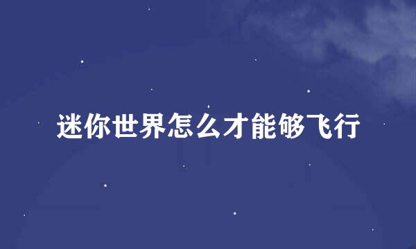 迷你世界怎么才能够飞行