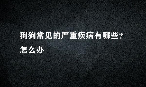 狗狗常见的严重疾病有哪些？怎么办
