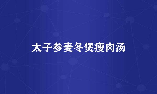 太子参麦冬煲瘦肉汤