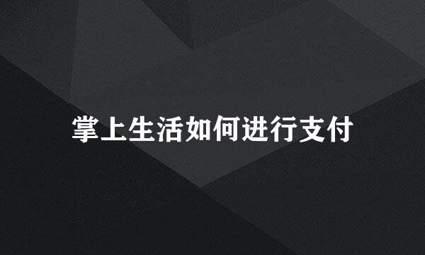 掌上生活如何进行支付