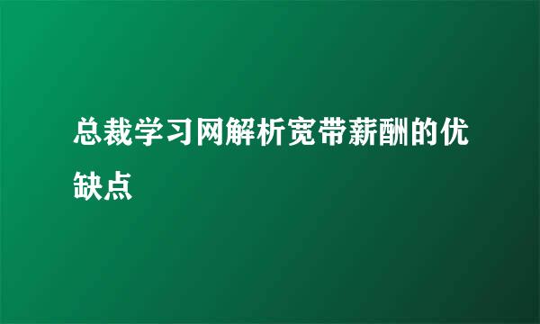 总裁学习网解析宽带薪酬的优缺点