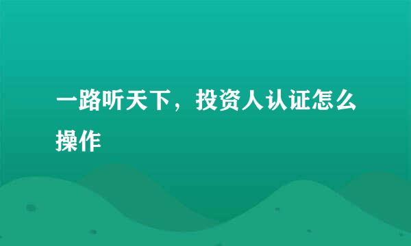 一路听天下，投资人认证怎么操作