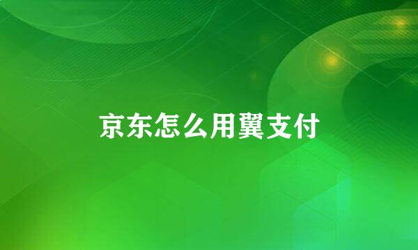 京东怎么用翼支付