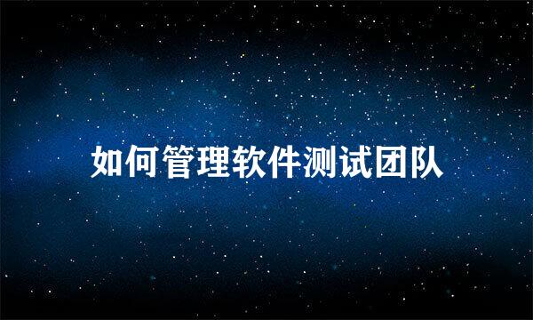 如何管理软件测试团队