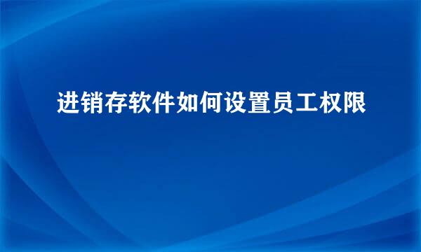 进销存软件如何设置员工权限