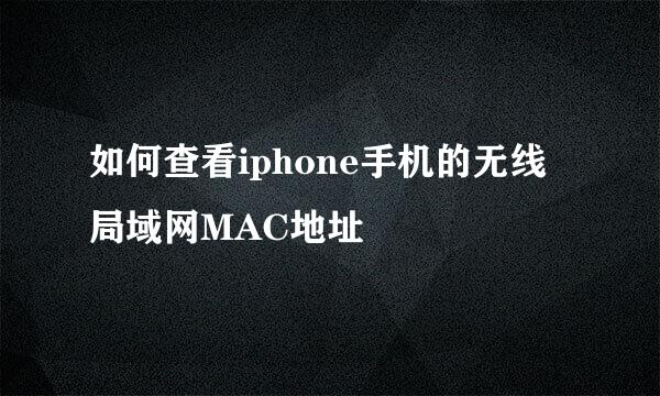 如何查看iphone手机的无线局域网MAC地址