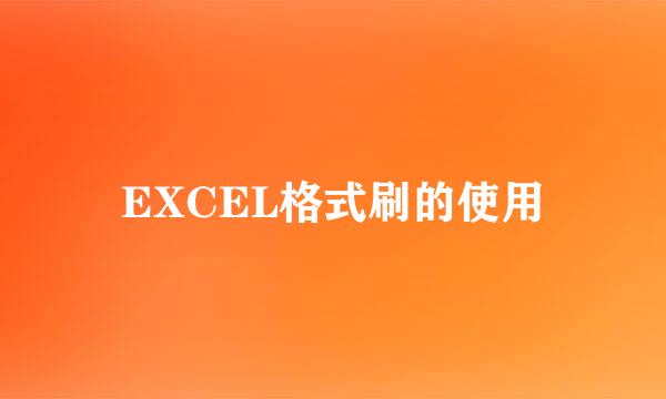 EXCEL格式刷的使用